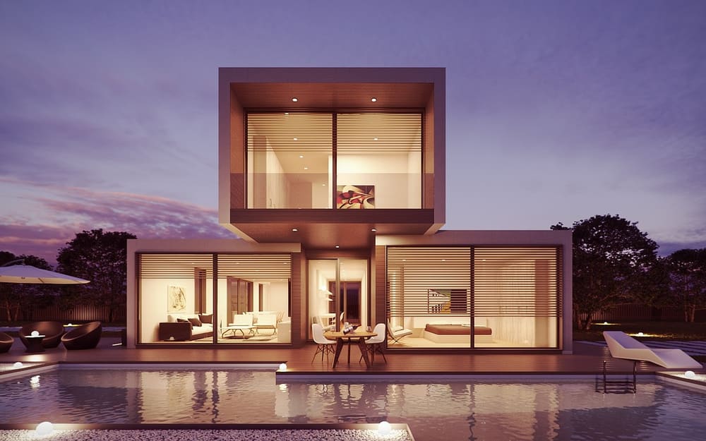 Photo: House, pool, interior design, architecture, 3d