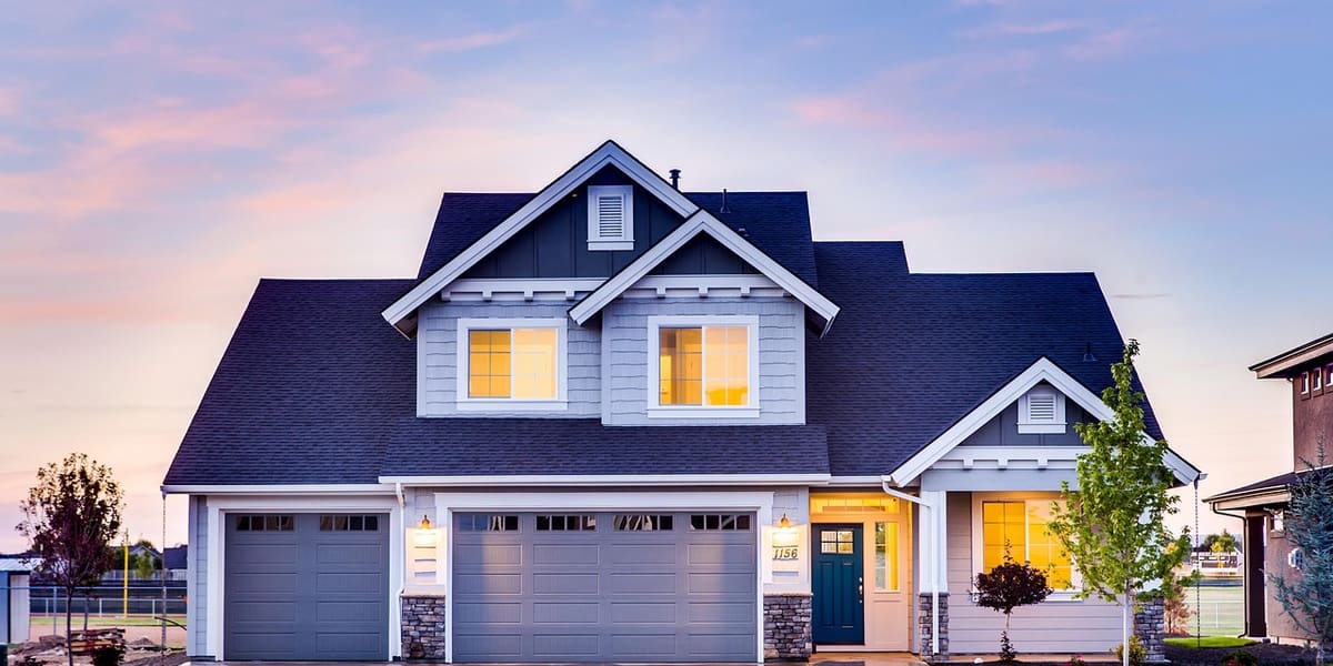 Photo: House, architecture, front yard, garage, home